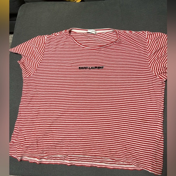 Saint Laurent Paris red and white striped t shirt - Picture 2 of 13